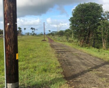 LOOKING DOWN ROAD TOWARD HIGHWAY, PROPERTY ON LEFT