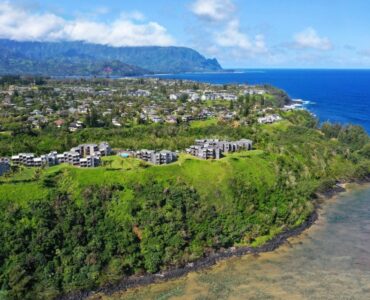 Sealodge on the bluff with Princeville in background