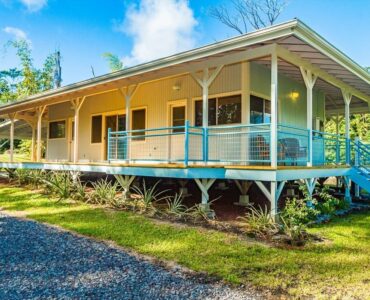 Island living, island styling with wrap lanai and solid wood construction. Alaskan white cedar decking on the 6 ft wrap lanai.