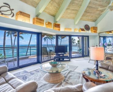 This beautiful condo is located right on the heart of the Coconut Coast of Kauai with commanding views of the sunrise and ocean blue! It is the most bright and airy of all the units at Hale Awapuhi.